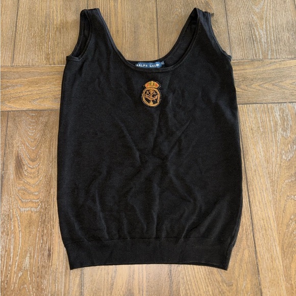 Ralph Lauren Black Tank Top with Gold Emblem - Picture 1 of 3
